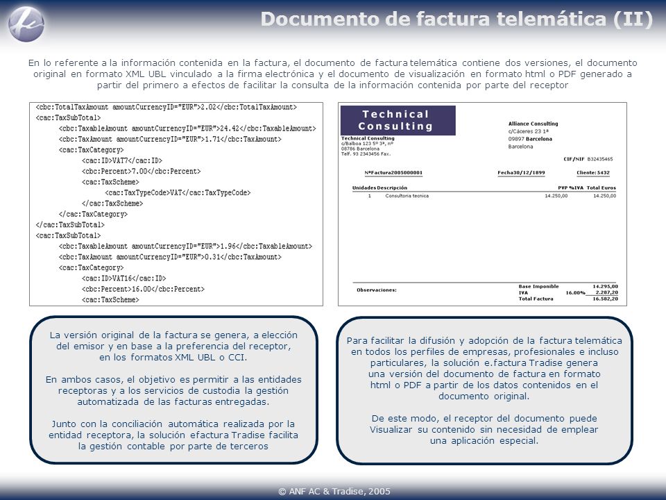 Documento de factura telemática (II)