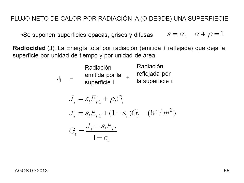 FLUJO NETO DE CALOR POR RADIACIÓN A (O DESDE) UNA SUPERFIECIE