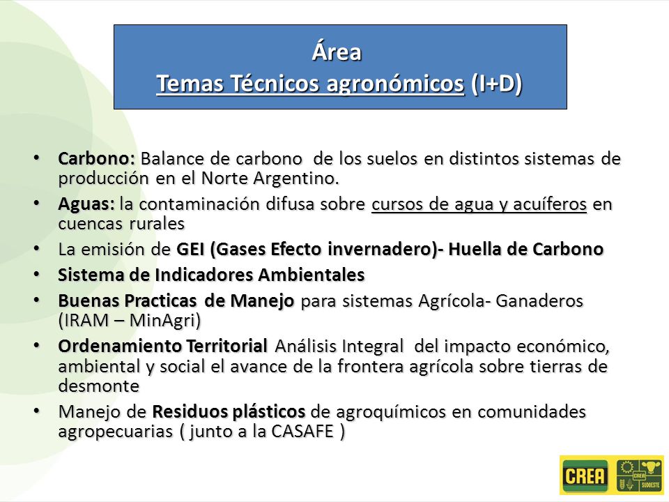 Temas Técnicos agronómicos (I+D)