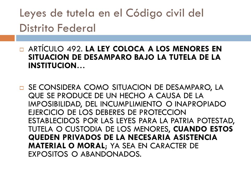 Leyes de tutela en el Código civil del Distrito Federal