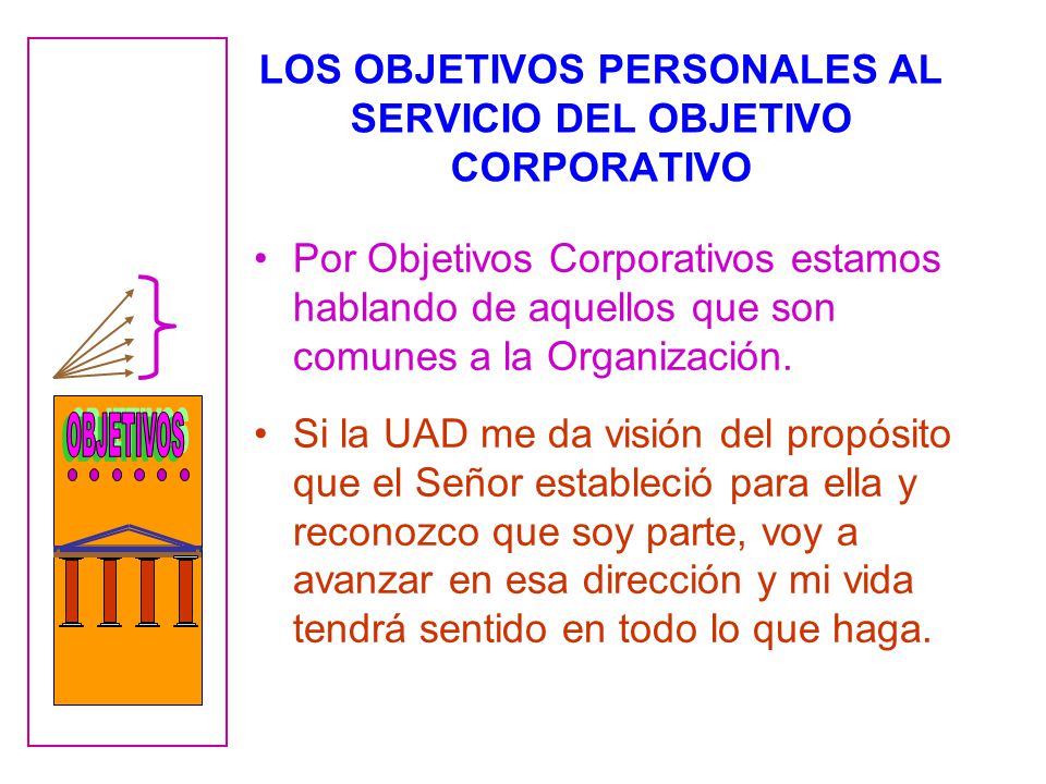 LOS OBJETIVOS PERSONALES AL SERVICIO DEL OBJETIVO CORPORATIVO