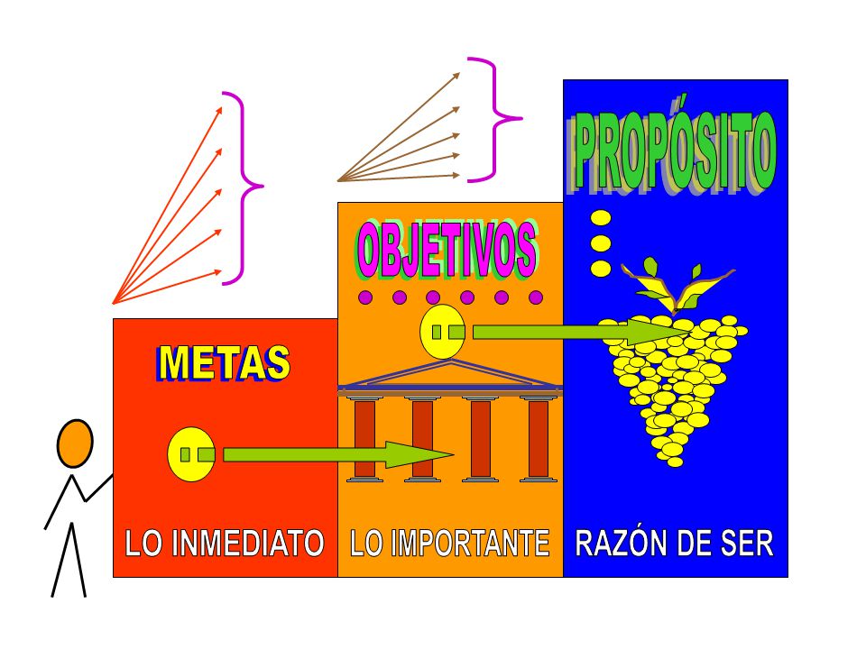 OBJETIVOS LO IMPORTANTE PROPÓSITO RAZÓN DE SER METAS LO INMEDIATO