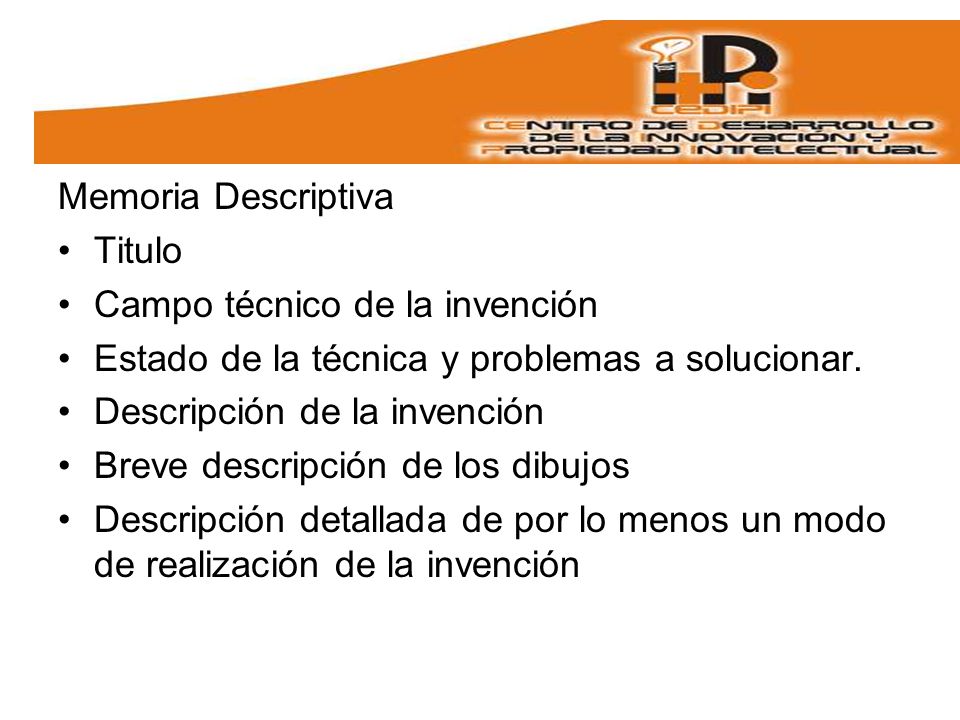 Memoria Descriptiva Titulo. Campo técnico de la invención. Estado de la técnica y problemas a solucionar.
