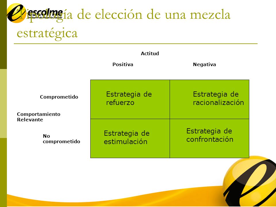 Tipología de elección de una mezcla estratégica