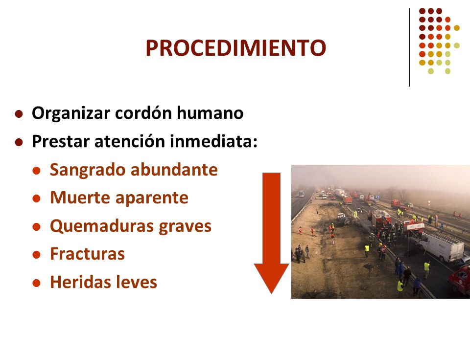 PROCEDIMIENTO Organizar cordón humano Prestar atención inmediata: