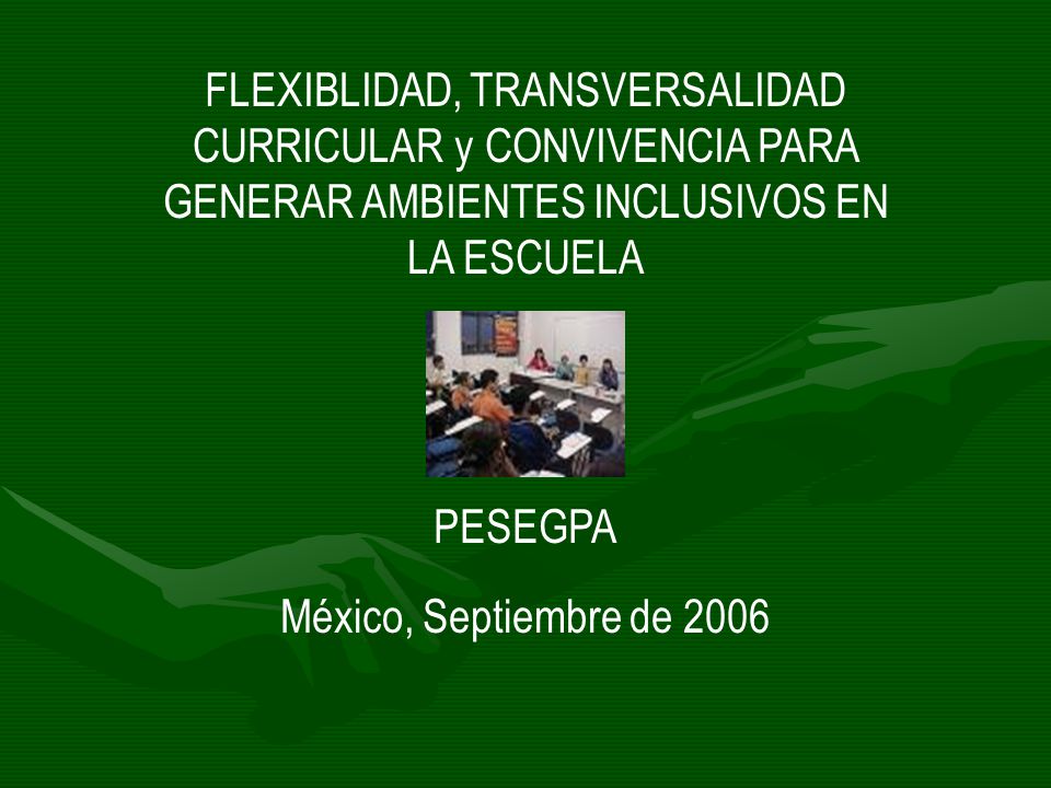 FLEXIBLIDAD, TRANSVERSALIDAD CURRICULAR y CONVIVENCIA PARA GENERAR AMBIENTES INCLUSIVOS EN LA ESCUELA