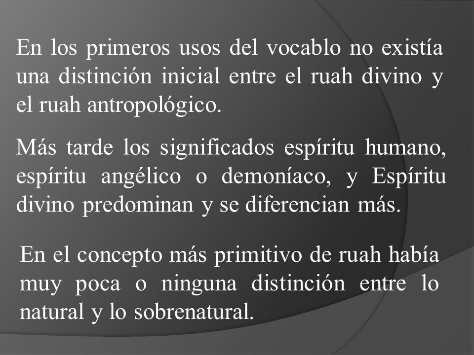 En los primeros usos del vocablo no existía una distinción inicial entre el ruah divino y el ruah antropológico.