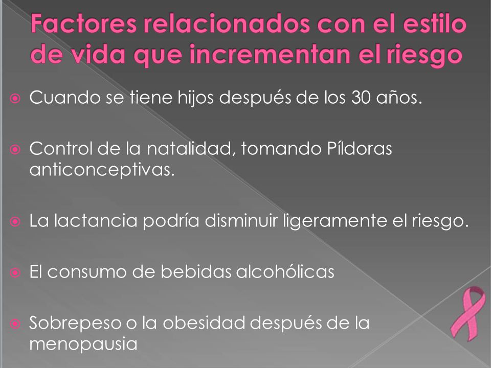 Factores relacionados con el estilo de vida que incrementan el riesgo