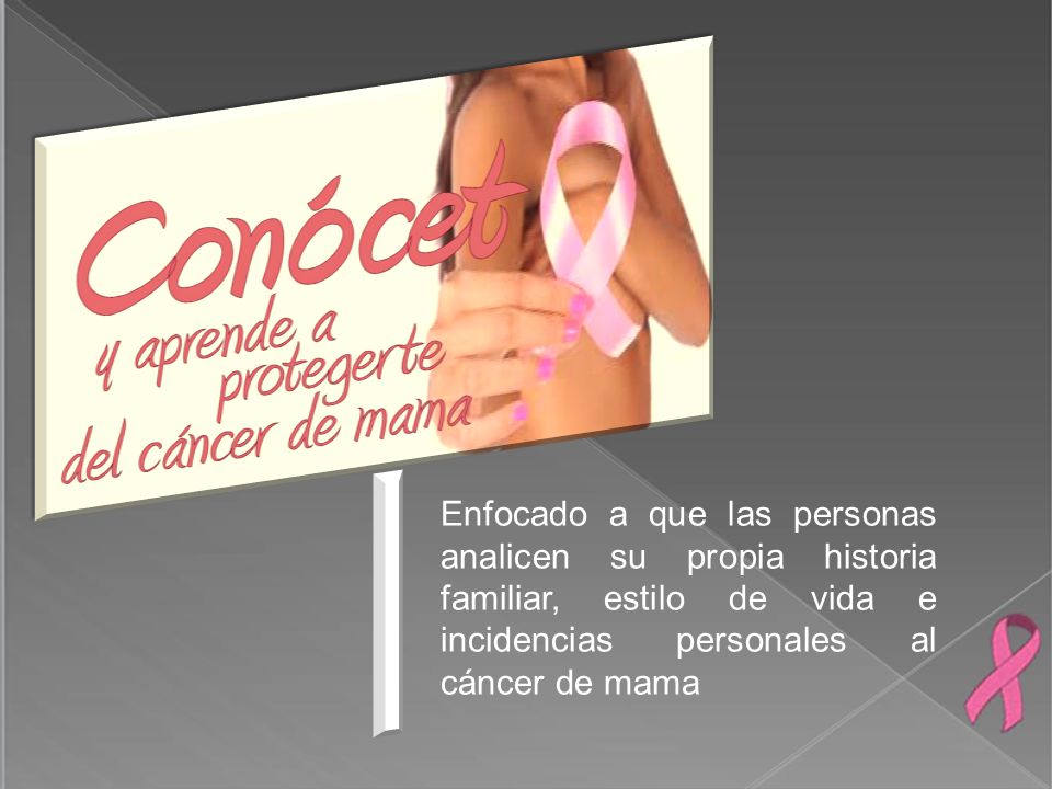 Enfocado a que las personas analicen su propia historia familiar, estilo de vida e incidencias personales al cáncer de mama