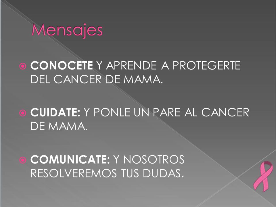 Mensajes CONOCETE Y APRENDE A PROTEGERTE DEL CANCER DE MAMA.