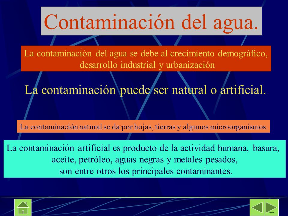 Contaminación del agua.