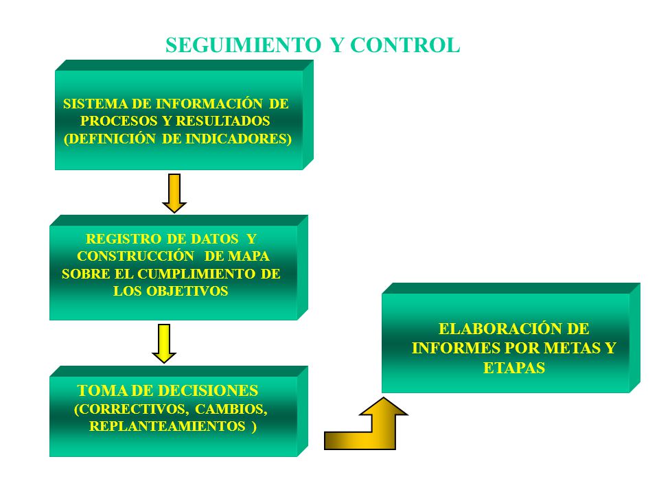 SEGUIMIENTO Y CONTROL ELABORACIÓN DE INFORMES POR METAS Y ETAPAS