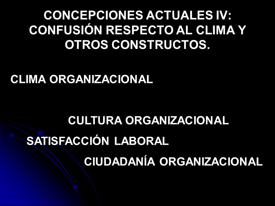 CONCEPCIONES ACTUALES IV: CONFUSIÓN RESPECTO AL CLIMA Y OTROS CONSTRUCTOS.