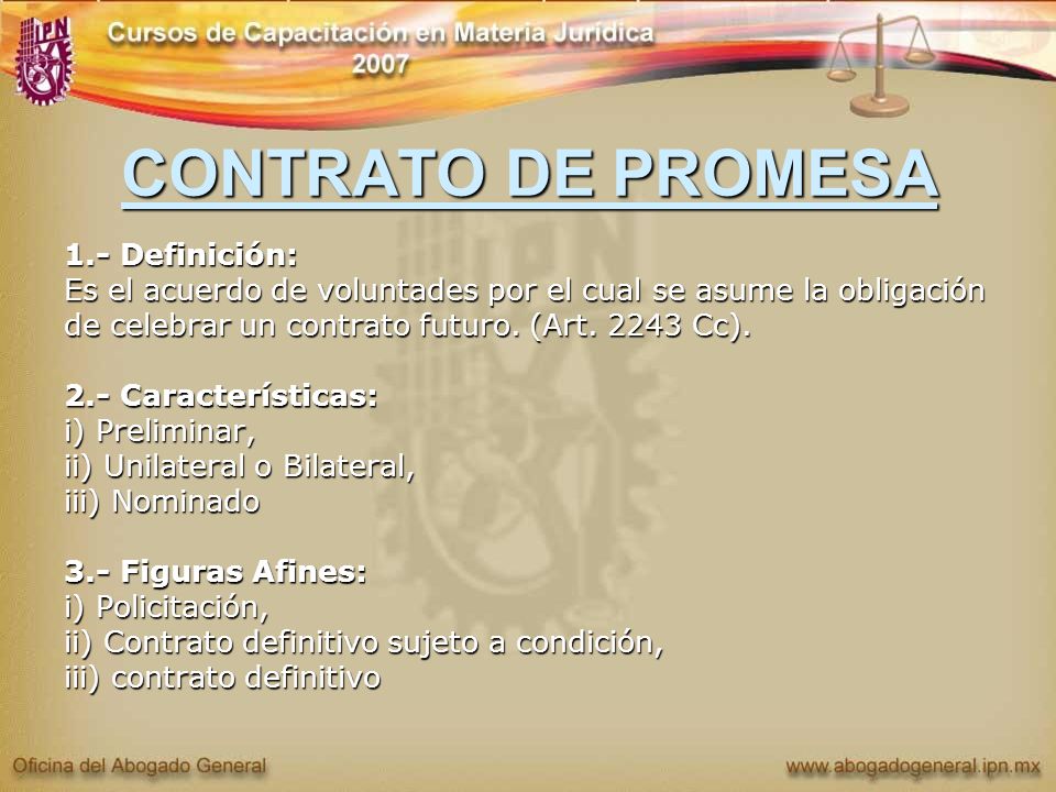 CONTRATO DE PROMESA 1.- Definición: