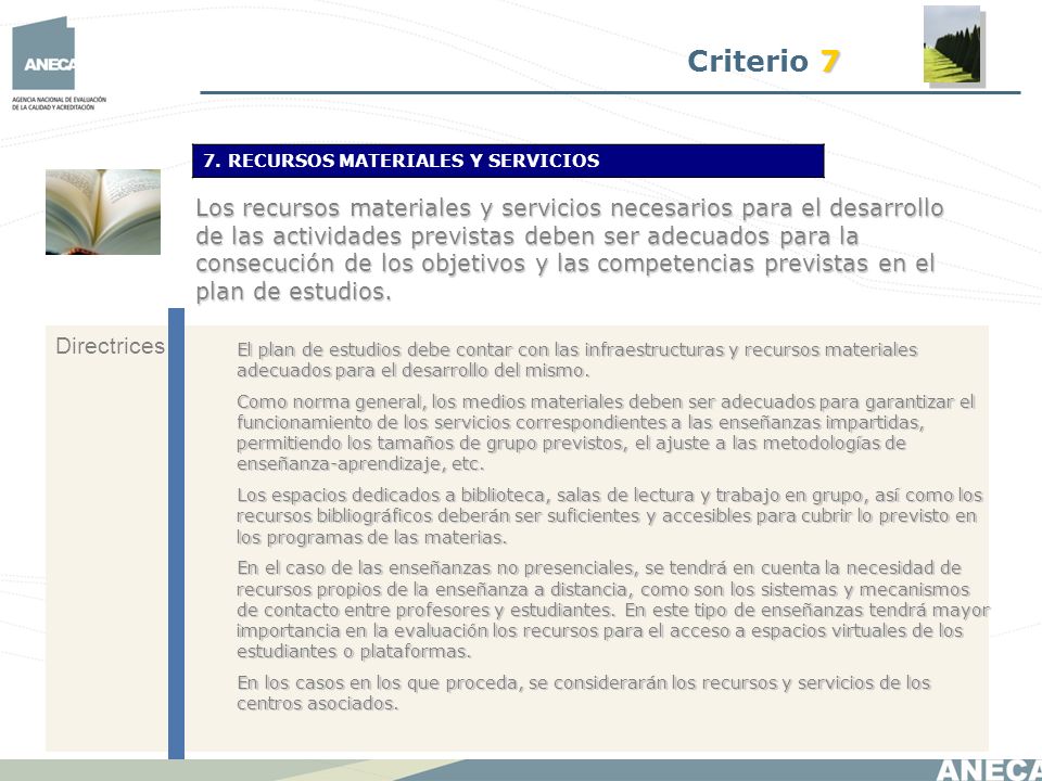 Criterio 7 7. RECURSOS MATERIALES Y SERVICIOS.