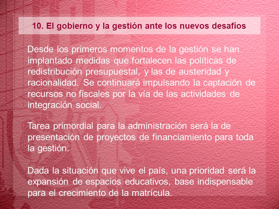 10. El gobierno y la gestión ante los nuevos desafíos