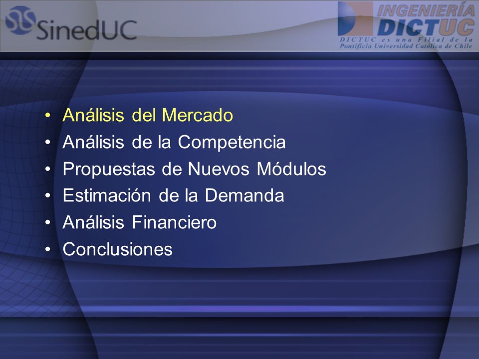 Análisis del Mercado Análisis de la Competencia. Propuestas de Nuevos Módulos. Estimación de la Demanda.