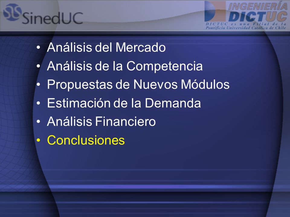 Análisis del Mercado Análisis de la Competencia. Propuestas de Nuevos Módulos. Estimación de la Demanda.