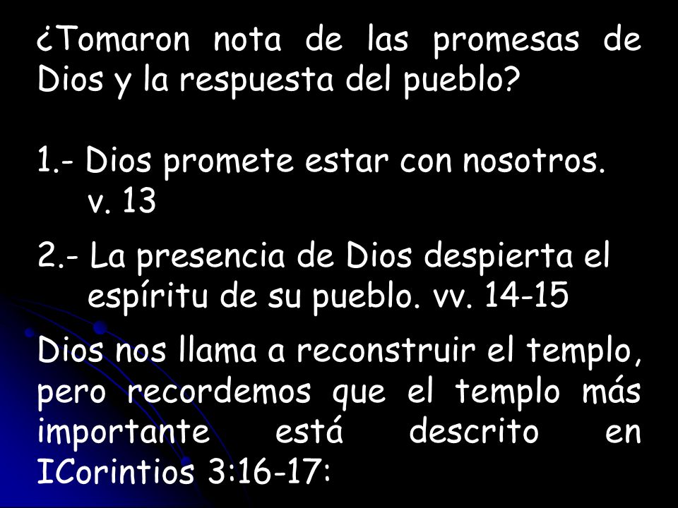 ¿Tomaron nota de las promesas de Dios y la respuesta del pueblo