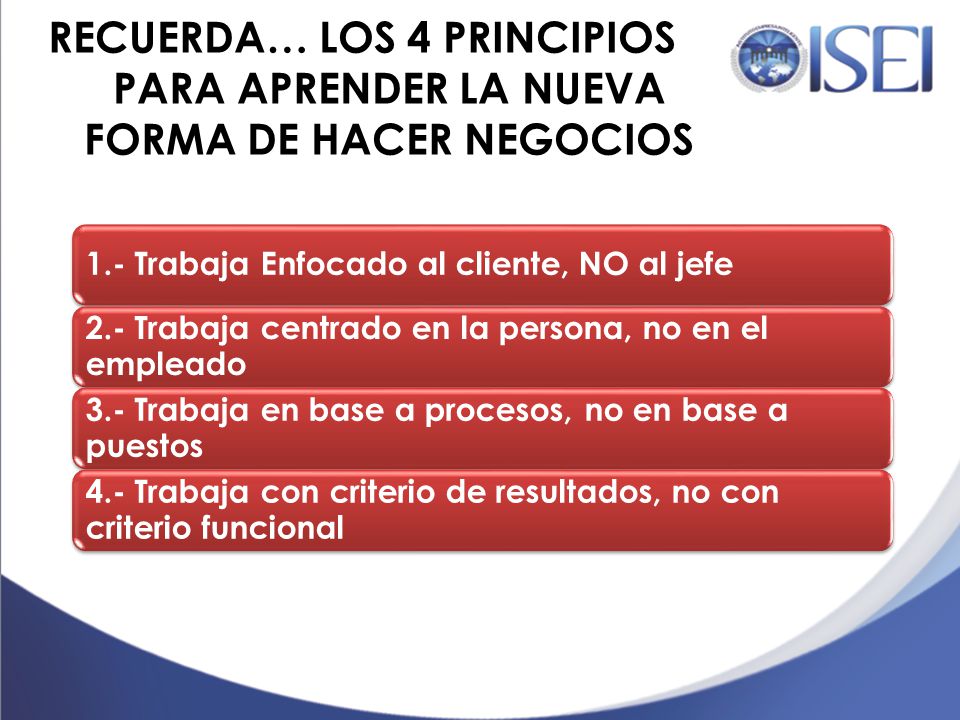 RECUERDA… LOS 4 PRINCIPIOS PARA APRENDER LA NUEVA FORMA DE HACER NEGOCIOS