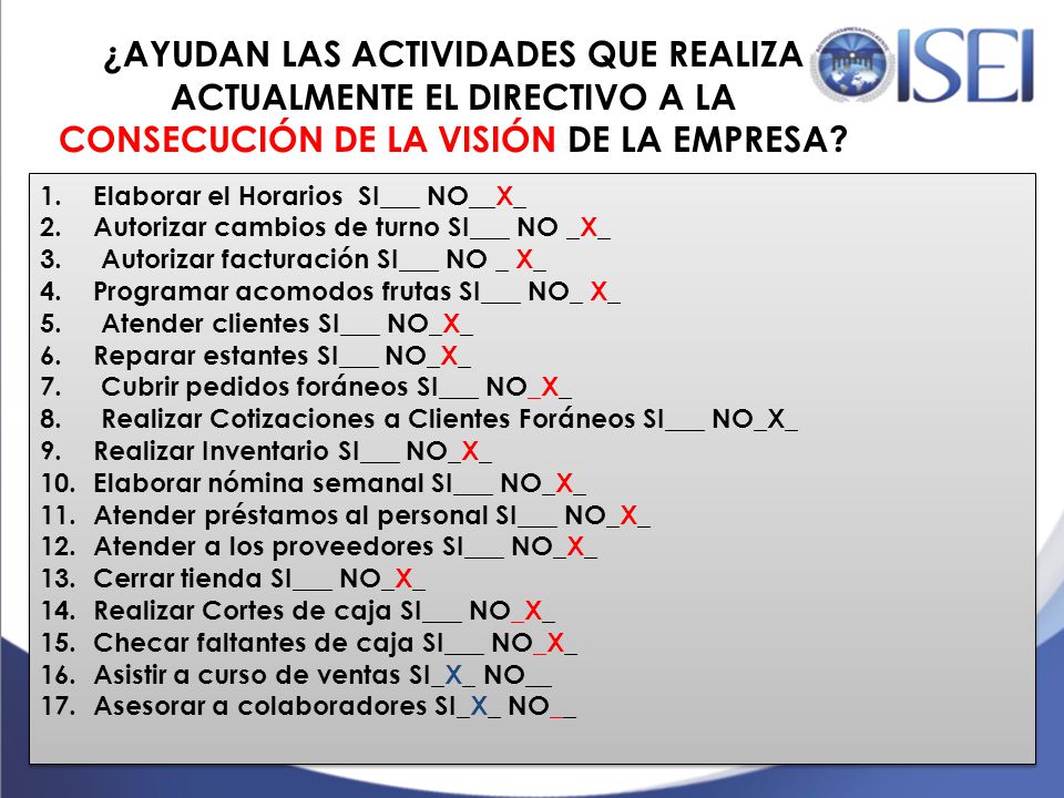 ¿AYUDAN LAS ACTIVIDADES QUE REALIZA ACTUALMENTE EL DIRECTIVO A LA CONSECUCIÓN DE LA VISIÓN DE LA EMPRESA