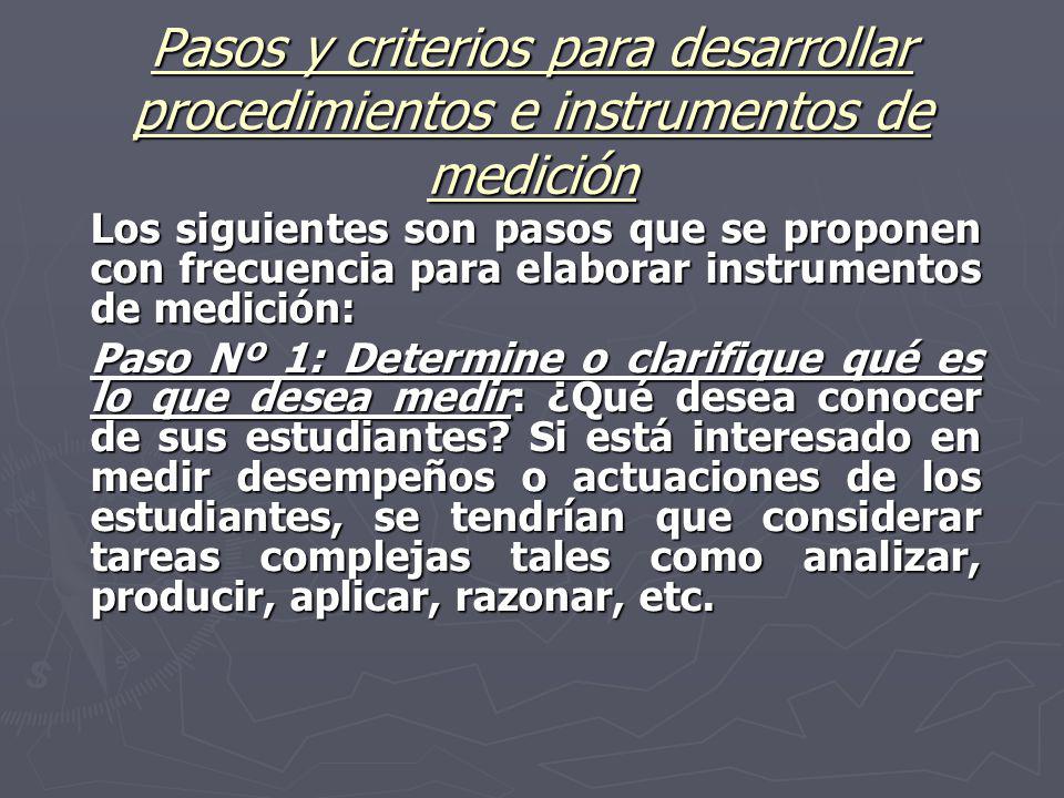 Pasos y criterios para desarrollar procedimientos e instrumentos de medición