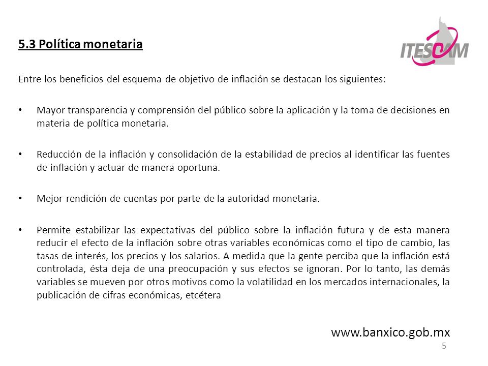 5.3 Política monetaria