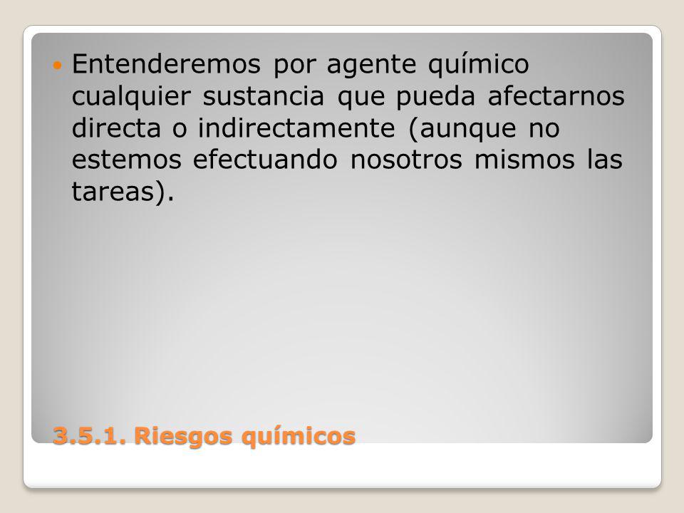 Entenderemos por agente químico cualquier sustancia que pueda afectarnos directa o indirectamente (aunque no estemos efectuando nosotros mismos las tareas).
