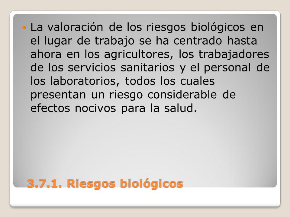 La valoración de los riesgos biológicos en el lugar de trabajo se ha centrado hasta ahora en los agricultores, los trabajadores de los servicios sanitarios y el personal de los laboratorios, todos los cuales presentan un riesgo considerable de efectos nocivos para la salud.