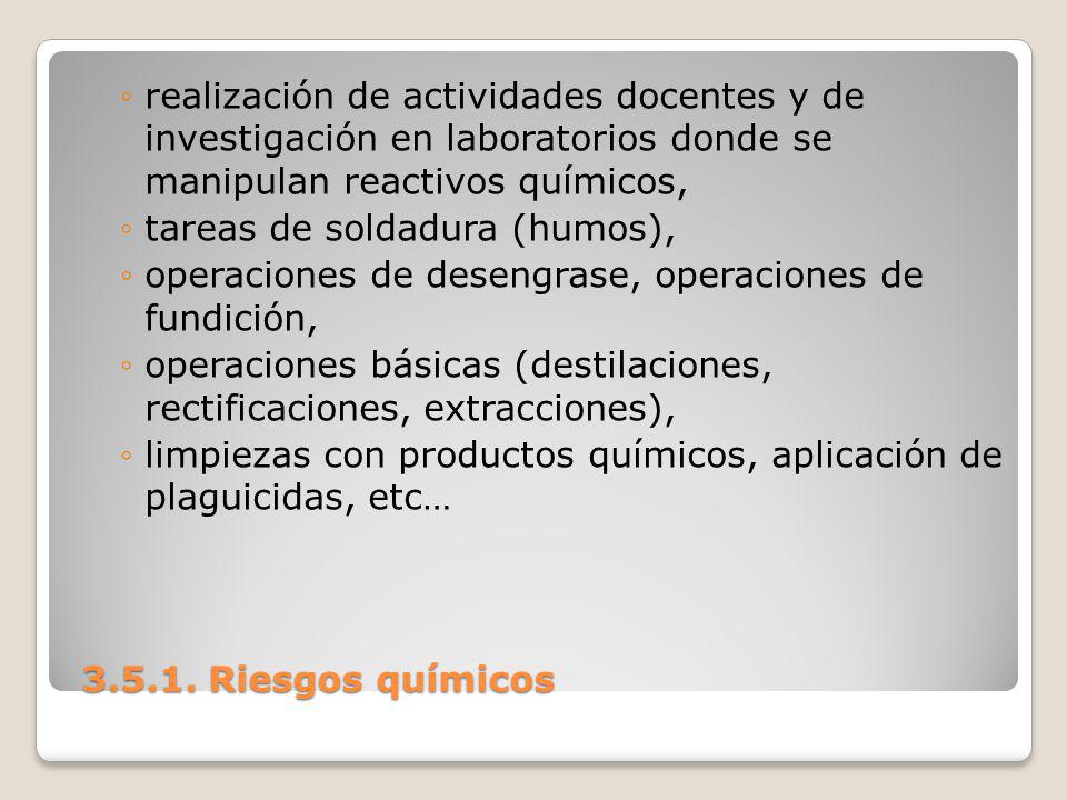 realización de actividades docentes y de investigación en laboratorios donde se manipulan reactivos químicos,