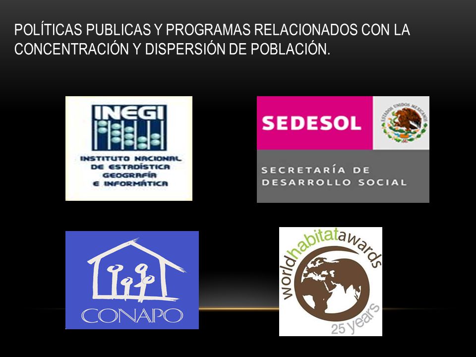 POLÍTICAS PUBLICAS Y PROGRAMAS RELACIONADOS CON LA CONCENTRACIÓN Y DISPERSIÓN DE POBLACIÓN.