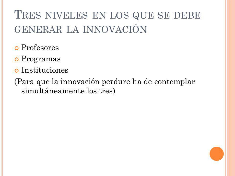 Tres niveles en los que se debe generar la innovación