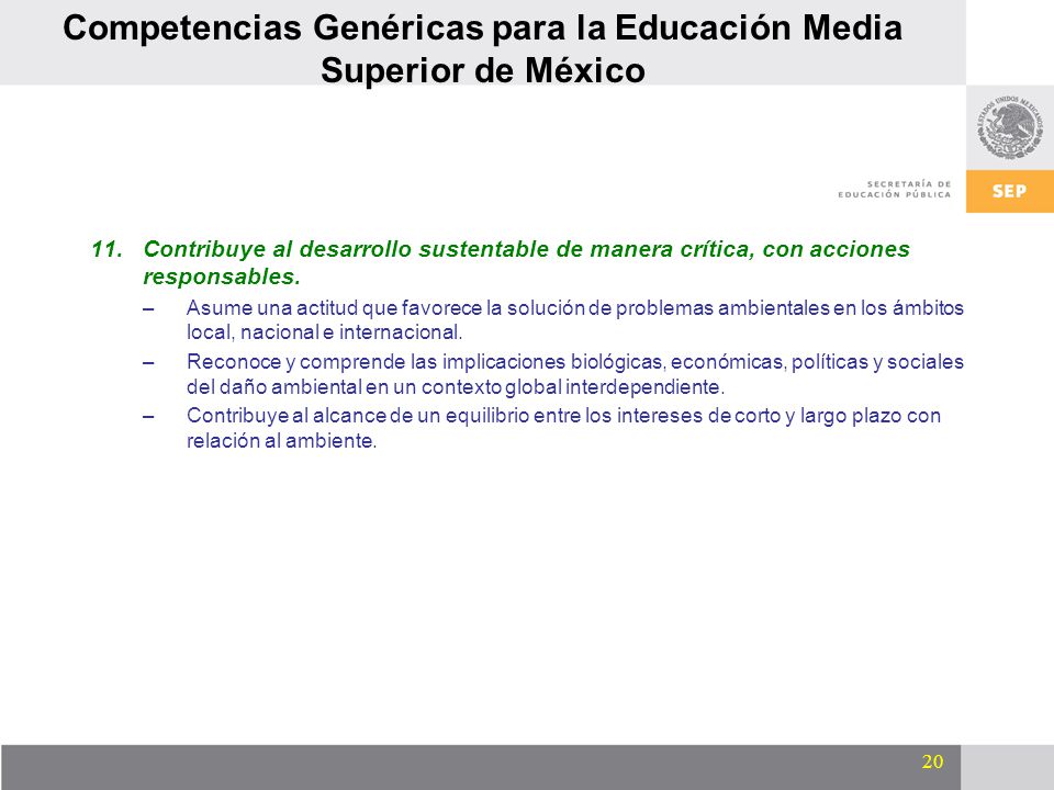Competencias Genéricas para la Educación Media Superior de México