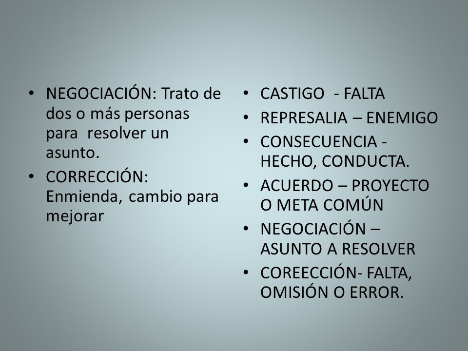 NEGOCIACIÓN: Trato de dos o más personas para resolver un asunto.