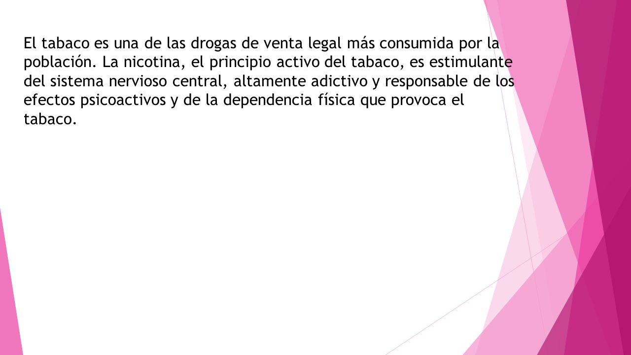 El tabaco es una de las drogas de venta legal más consumida por la población.
