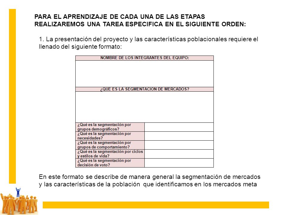 PARA EL APRENDIZAJE DE CADA UNA DE LAS ETAPAS REALIZAREMOS UNA TAREA ESPECIFICA EN EL SIGUIENTE ORDEN: