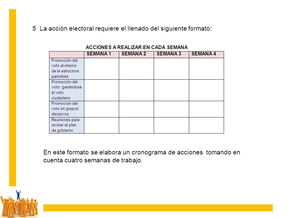 5 La acción electoral requiere el llenado del siguiente formato: