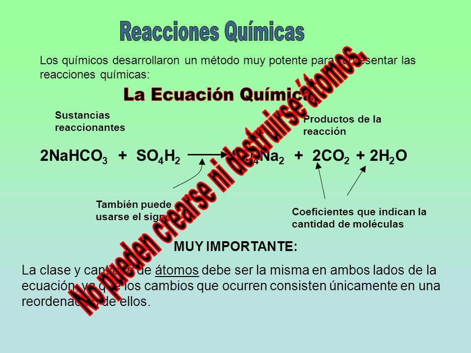 No pueden crearse ni destruirse átomos.