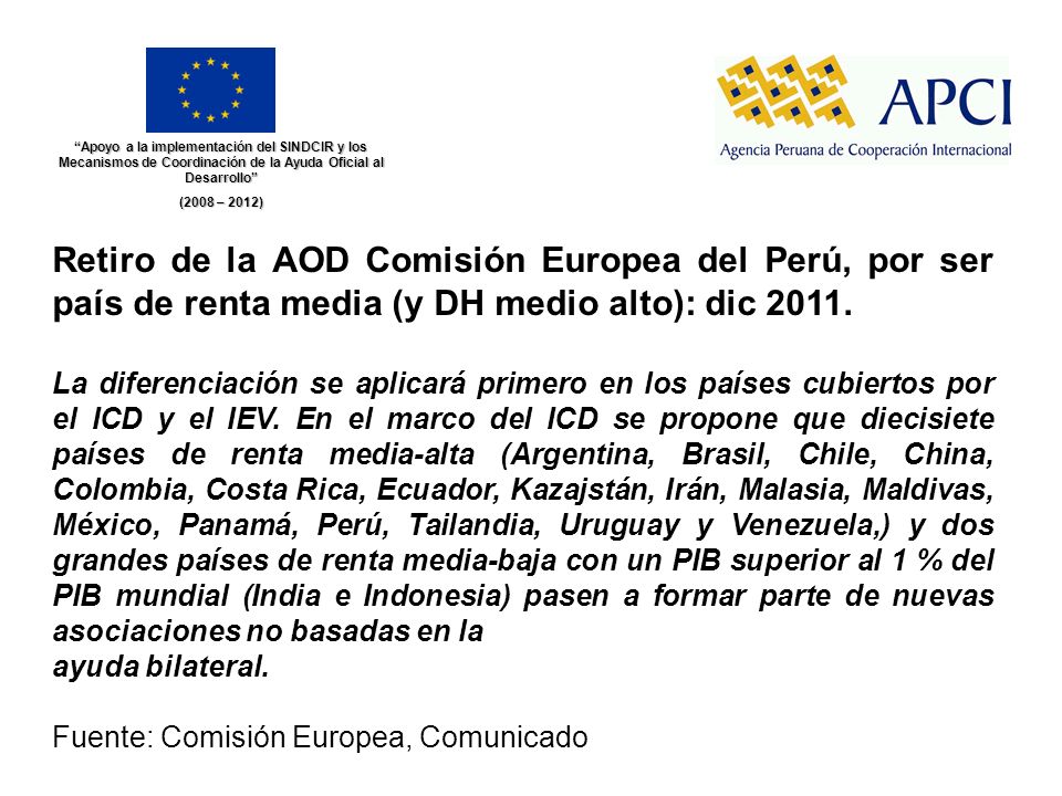 Apoyo a la implementación del SINDCIR y los Mecanismos de Coordinación de la Ayuda Oficial al Desarrollo