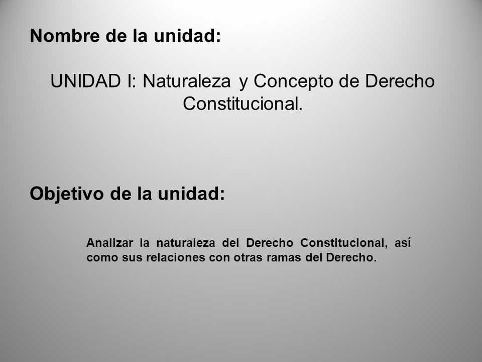 UNIDAD I: Naturaleza y Concepto de Derecho Constitucional.