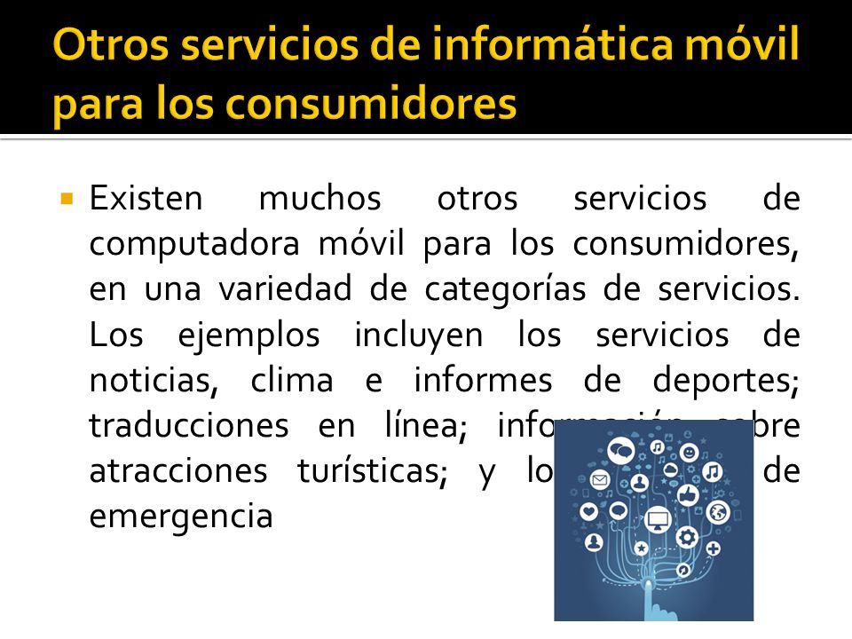 Otros servicios de informática móvil para los consumidores