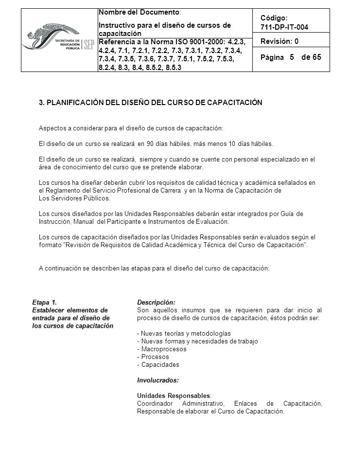 5 3. PLANIFICACIÓN DEL DISEÑO DEL CURSO DE CAPACITACIÓN