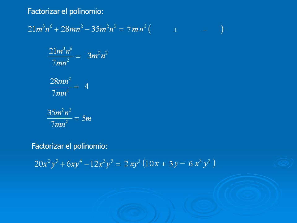 Factorizar el polinomio: