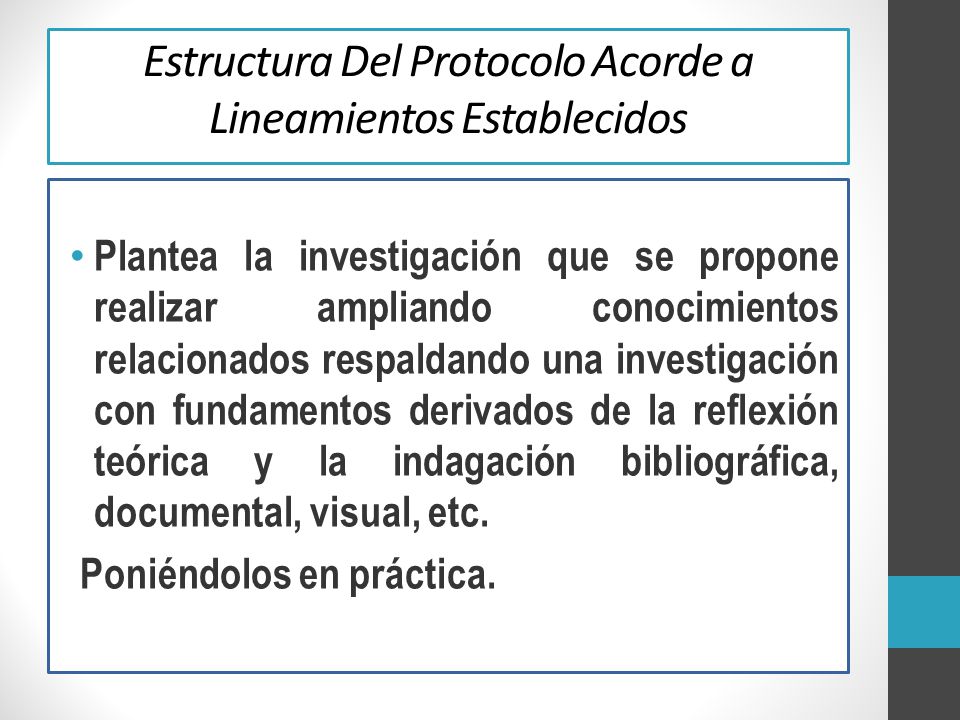Estructura Del Protocolo Acorde a Lineamientos Establecidos
