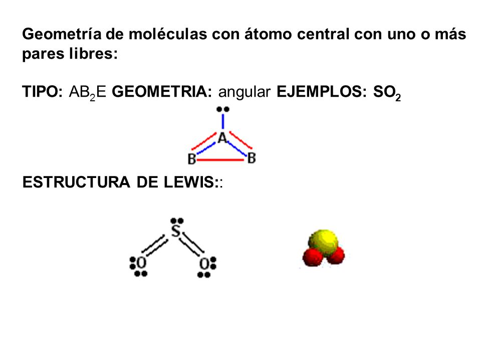 Geometría de moléculas con átomo central con uno o más pares libres: