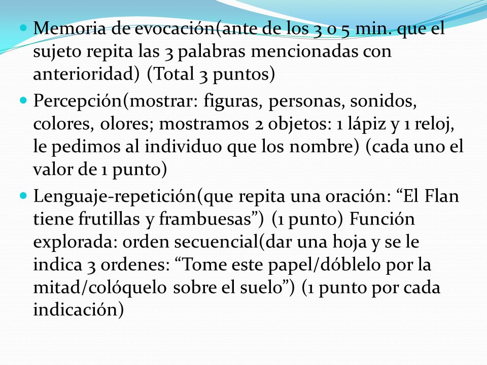 Memoria de evocación(ante de los 3 o 5 min
