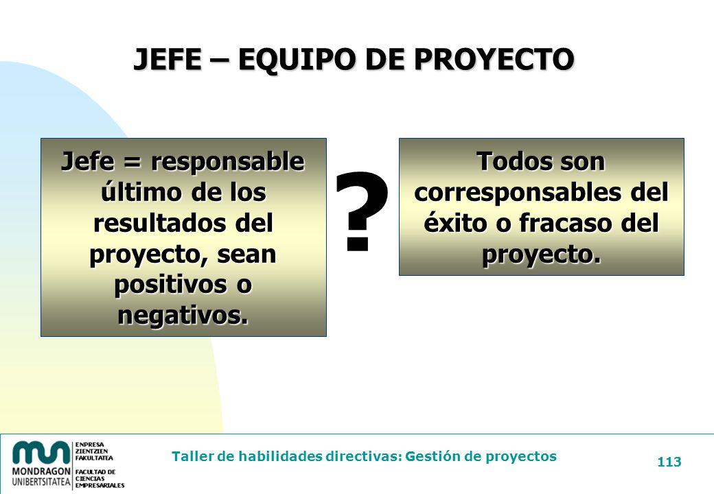 Todos son corresponsables del éxito o fracaso del proyecto.