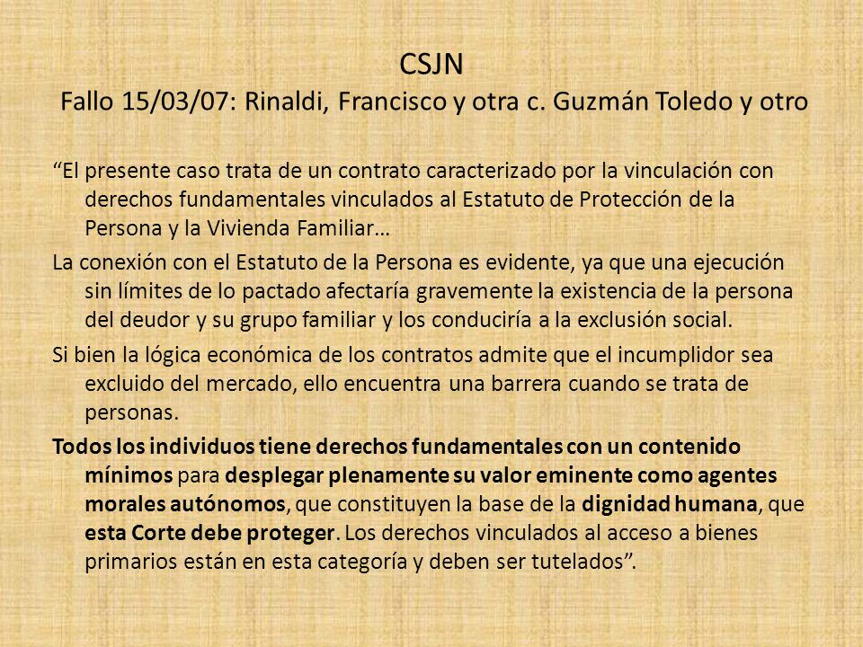CSJN Fallo 15/03/07: Rinaldi, Francisco y otra c. Guzmán Toledo y otro