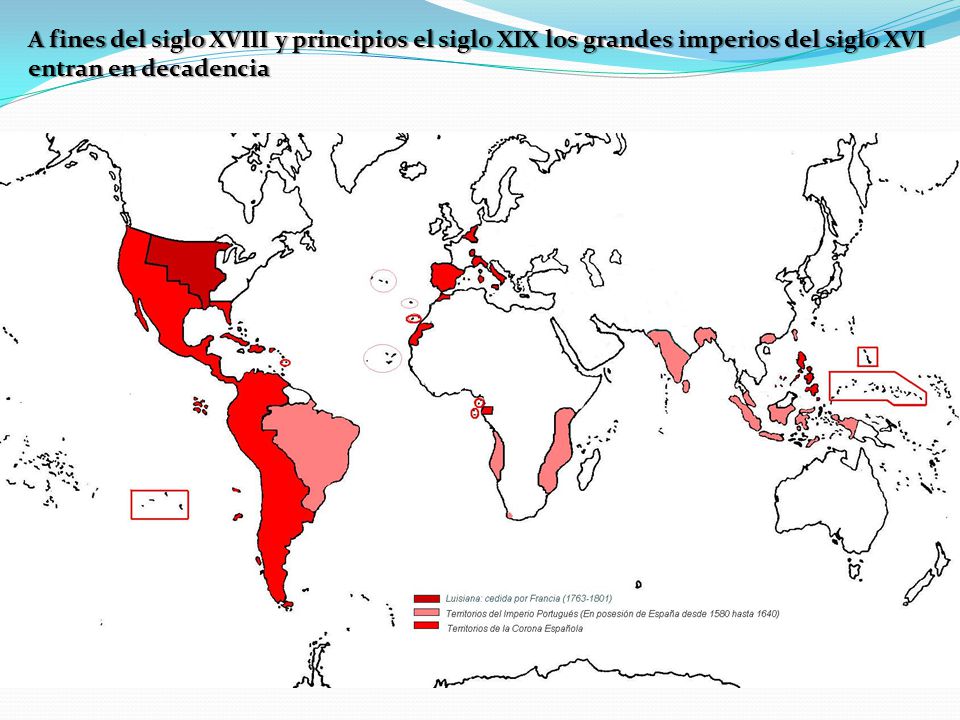A fines del siglo XVIII y principios el siglo XIX los grandes imperios del siglo XVI