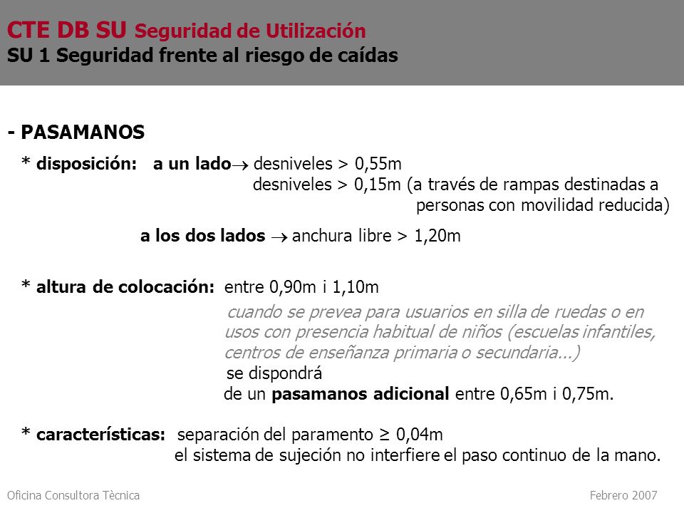 CTE DB SU Seguridad de Utilización SU 1 Seguridad frente al riesgo de caídas